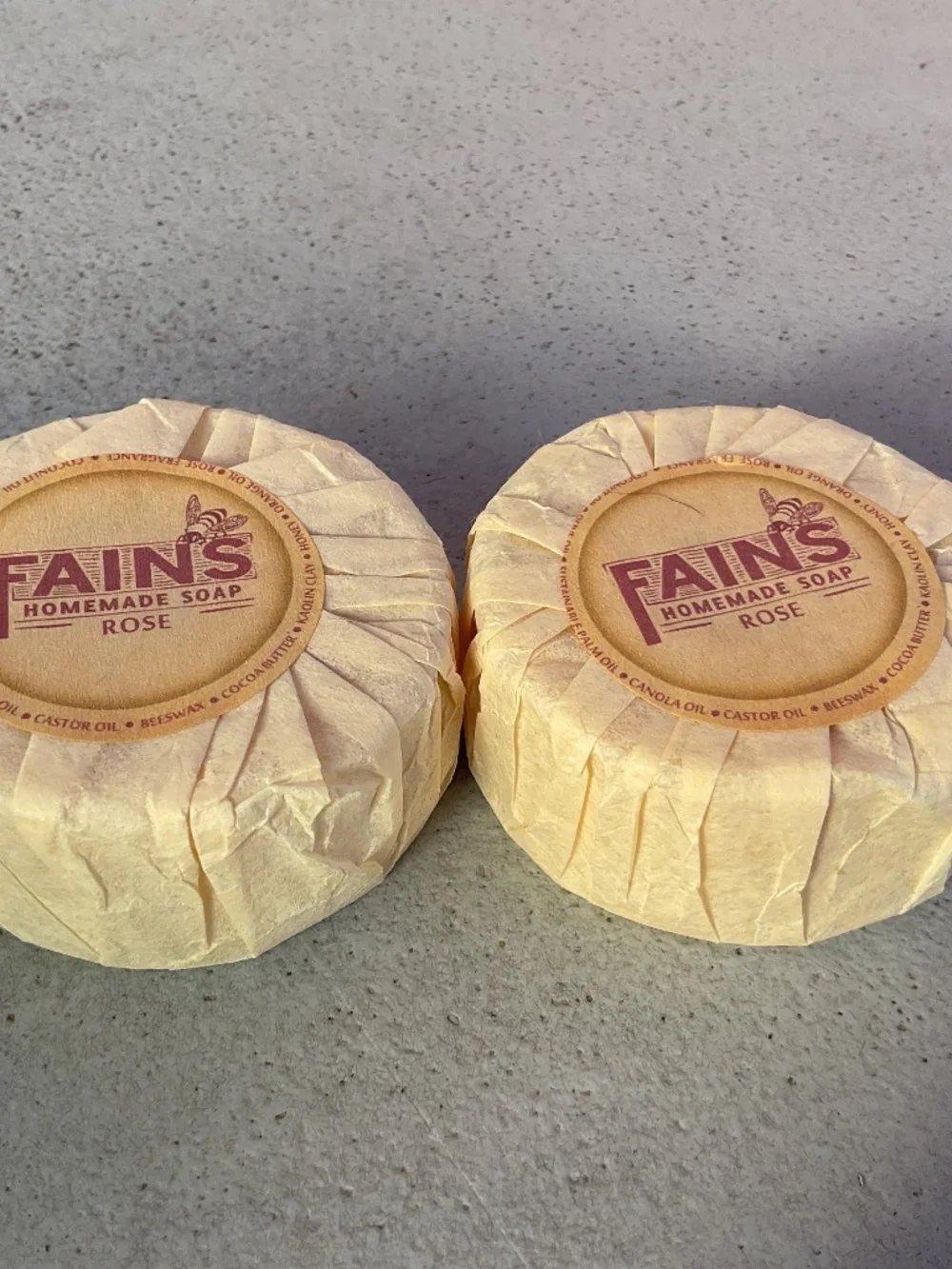 2 Fain’s Honey Homemade Soap Rose scented New 4 oz each